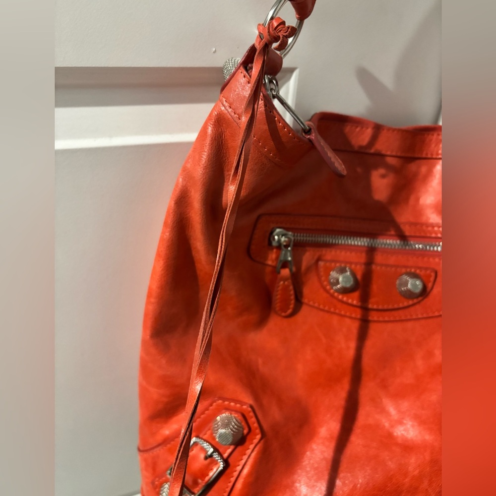 Authentic BALENCIAGA Giant Day Bag with mirror Red/Orange - Picture 9 of 16